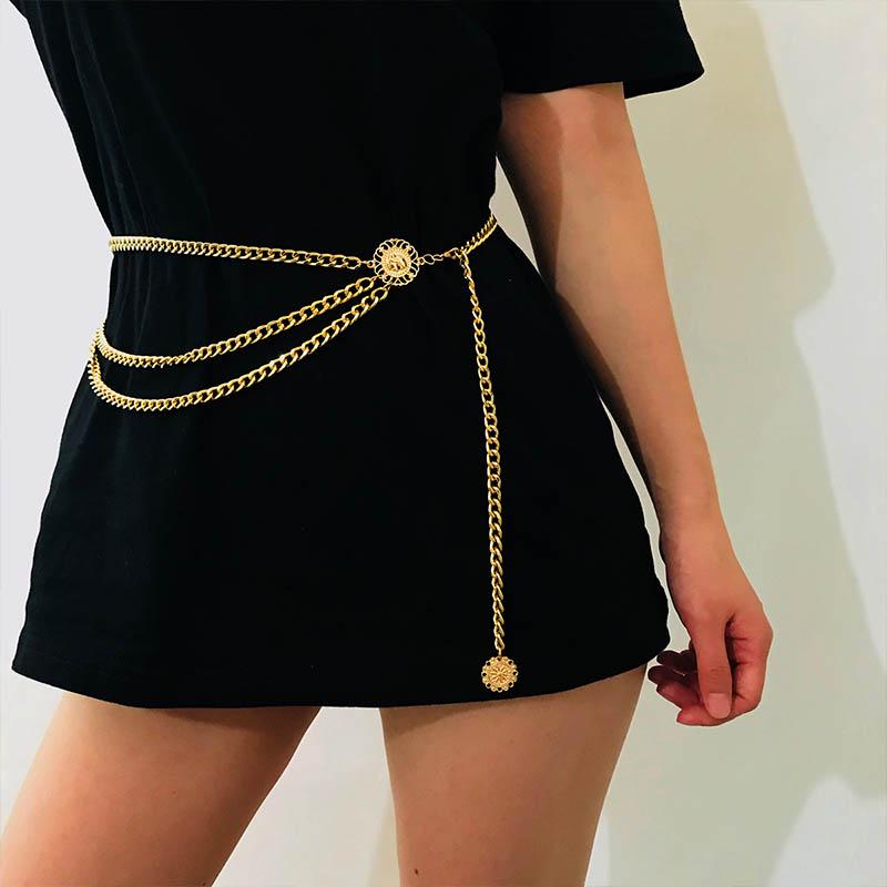 Zyomy Belly Jewelry 1Pcs Dress Accessories Round Pendant Women Body Chain Waist Chain Alloy