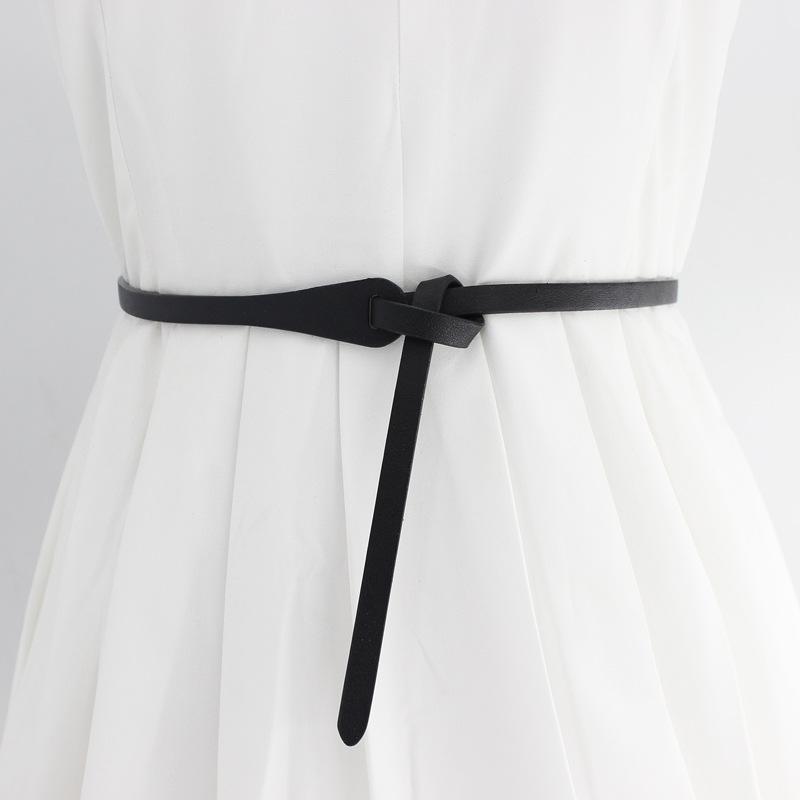 Mary6 Decorative Knotted Belt Women's Korean-Style DresspuLeather Belt Thin Retro Narrow
