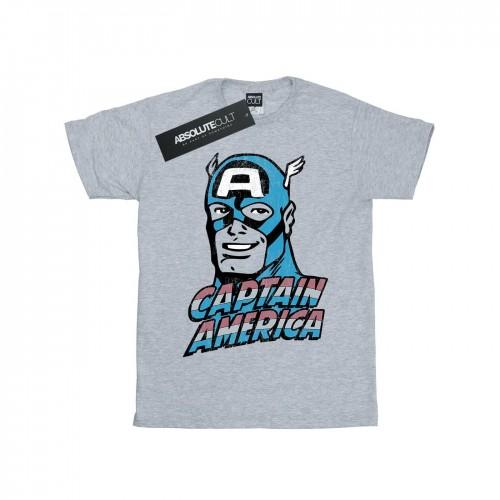 Marvel Girls Captain America Distressed Cotton T-Shirt