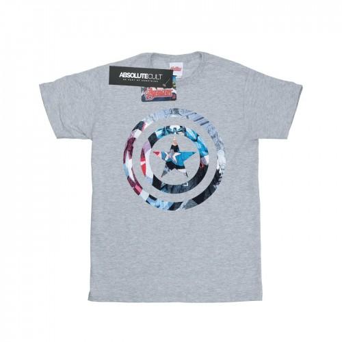 Marvel Girls Avengers Captain America Montage Symbol Cotton T-Shirt