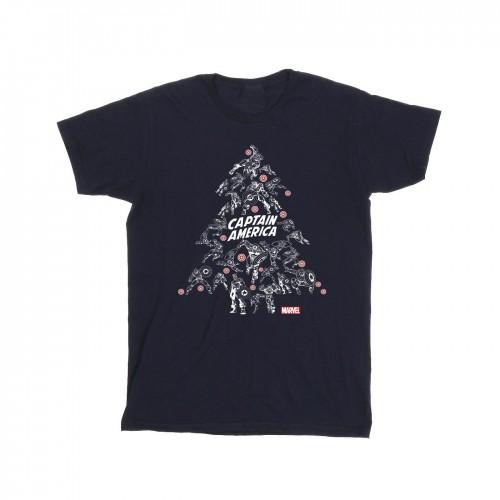 Marvel Girls Captain America Christmas Tree Cotton T-Shirt
