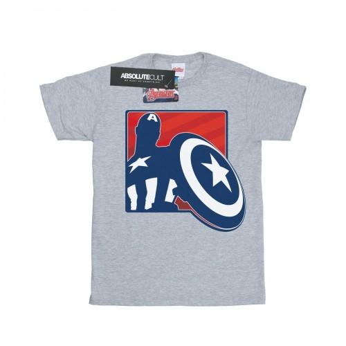 Marvel Girls Avengers Captain America Outline Cotton T-Shirt
