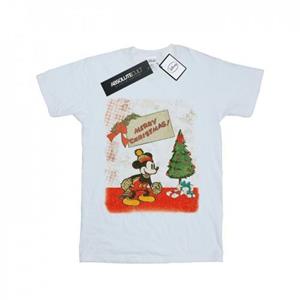 Disney Girls Mickey Mouse Vintage Christmas Cotton T-Shirt
