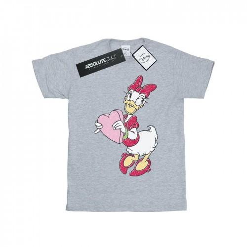 Disney Girls Daisy Duck Love Heart Cotton T-Shirt