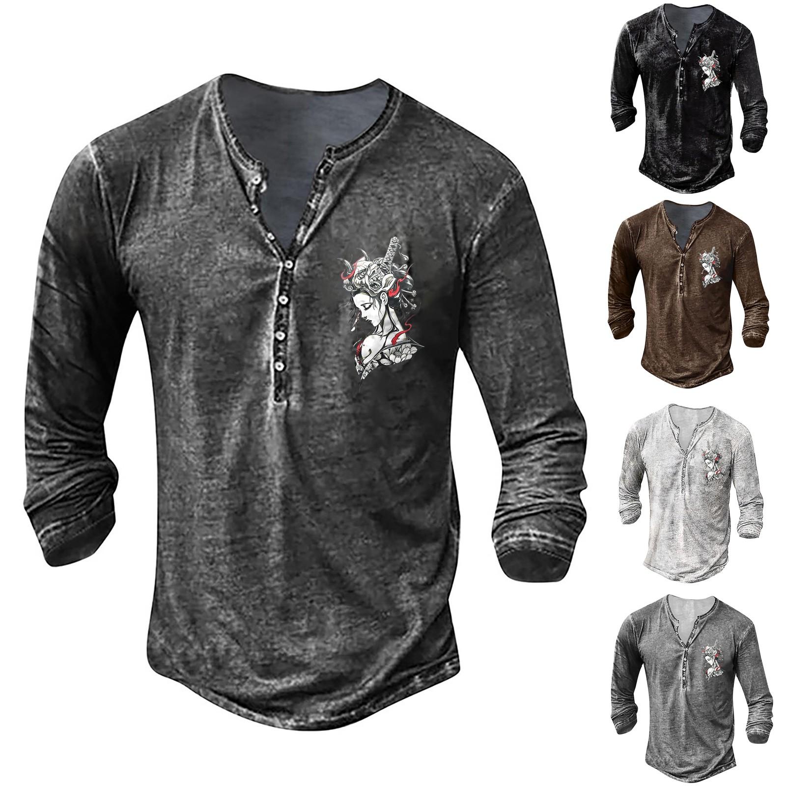 Free birds Men's Long Sleeve Graphic And Embroidered Fashion T-Shirt Spring And Autumn Long Sleeve Printed Pullover Top
