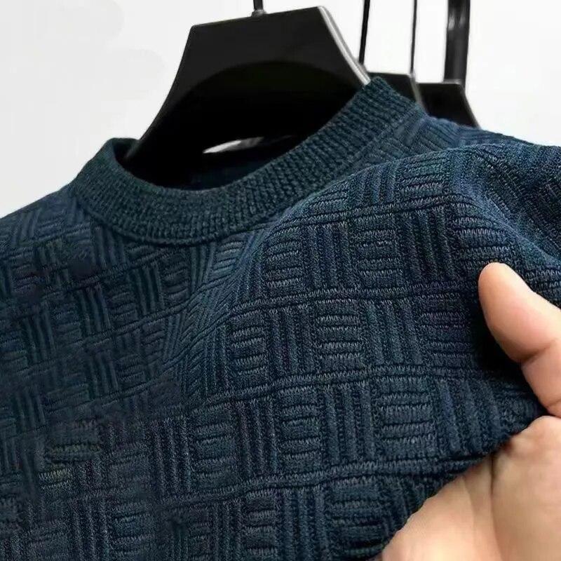 Boho berry Office Men Sweater Pullover Top Thickened  O-neck Long Sleeved Warm Knitted Clothing High-grade Dimensional Casual Male Top