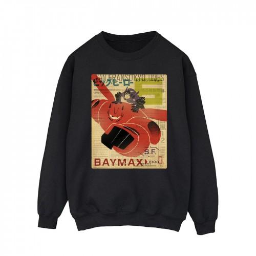 Disney Mens Big Hero 6 Baymax Flying Baymax Newspaper Sweatshirt