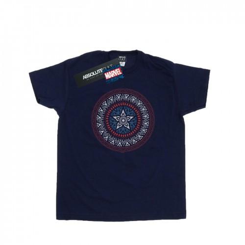 Marvel Girls Captain America Ornamental Shield Cotton T-Shirt