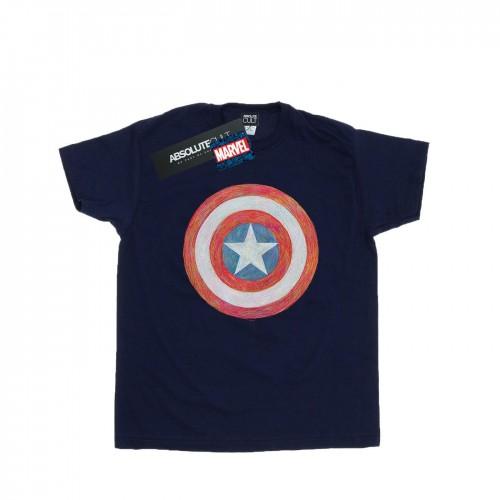 Marvel Girls Captain America Sketched Shield Cotton T-Shirt