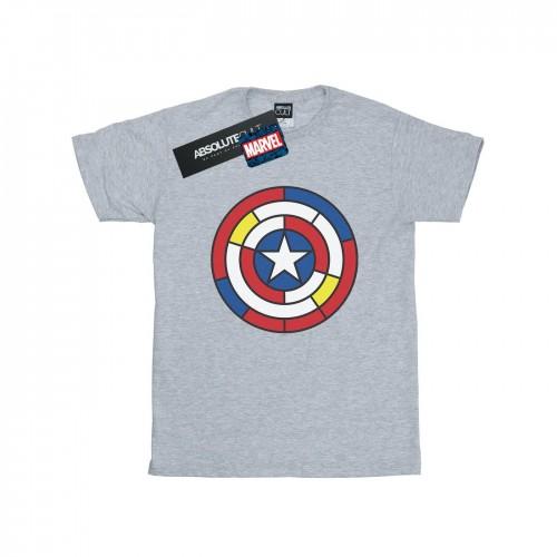 Marvel Girls Captain America Stained Glass Shield Cotton T-Shirt