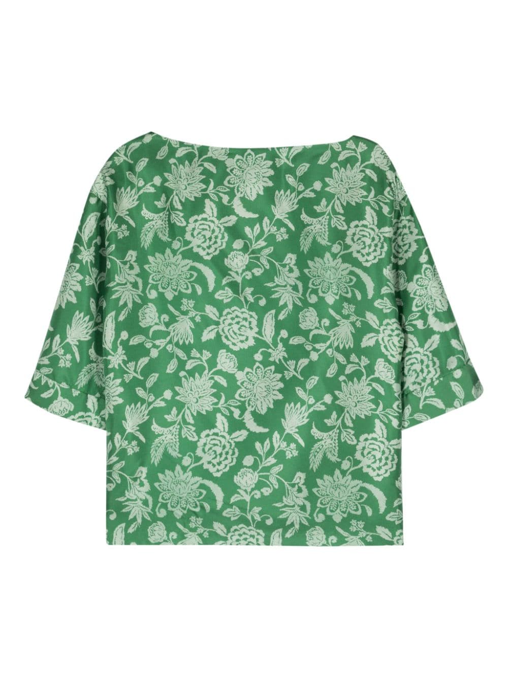 Alberto Biani Zijden blouse met bloemenprint - Groen