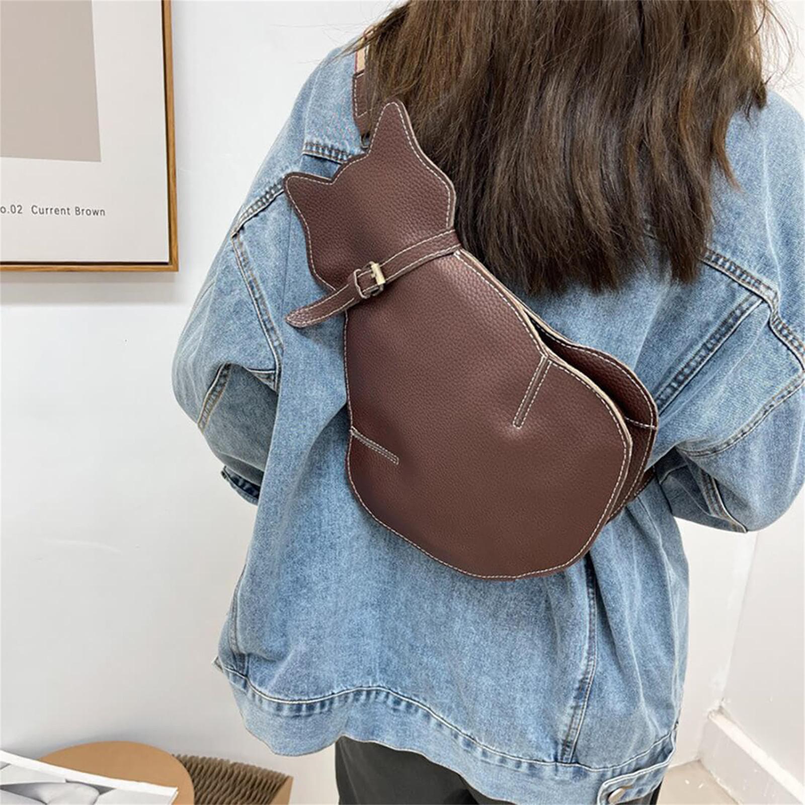 Uniqueness Put On The Cat Bag,Cute Cat Bag, Shoulder Bag, Fashionable Leather Retro Chest Bag, Personalized Cross-body Bag Lady Bags