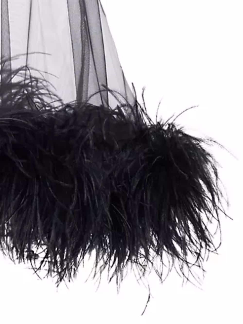 Kiki de Montparnasse Dita feather-trim minidress - Zwart