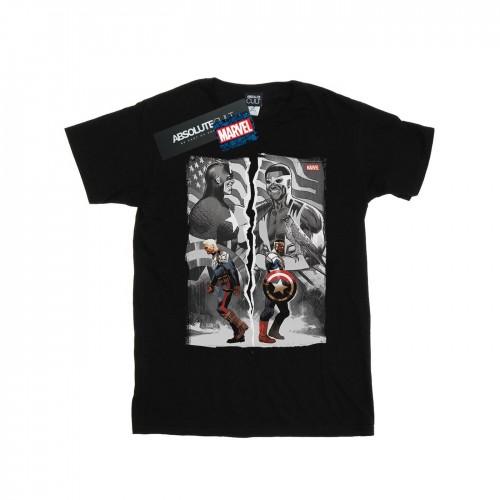 Marvel Girls Falcon And Captain America Split Cotton T-Shirt