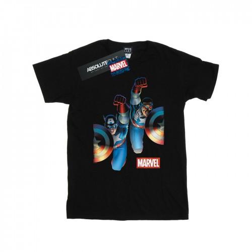 Marvel Girls Falcon And Captain America Side By Side Cotton T-Shirt
