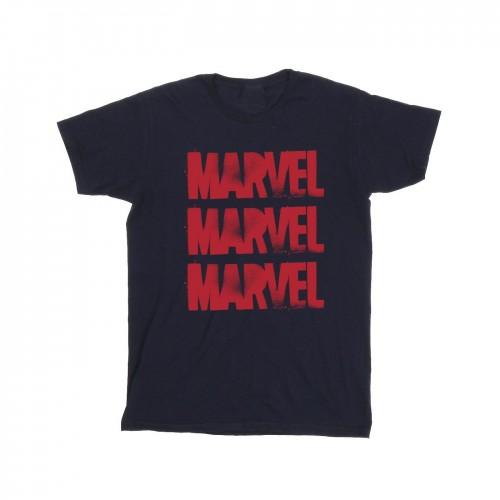 Marvel Girls Red Spray Logos Cotton T-Shirt