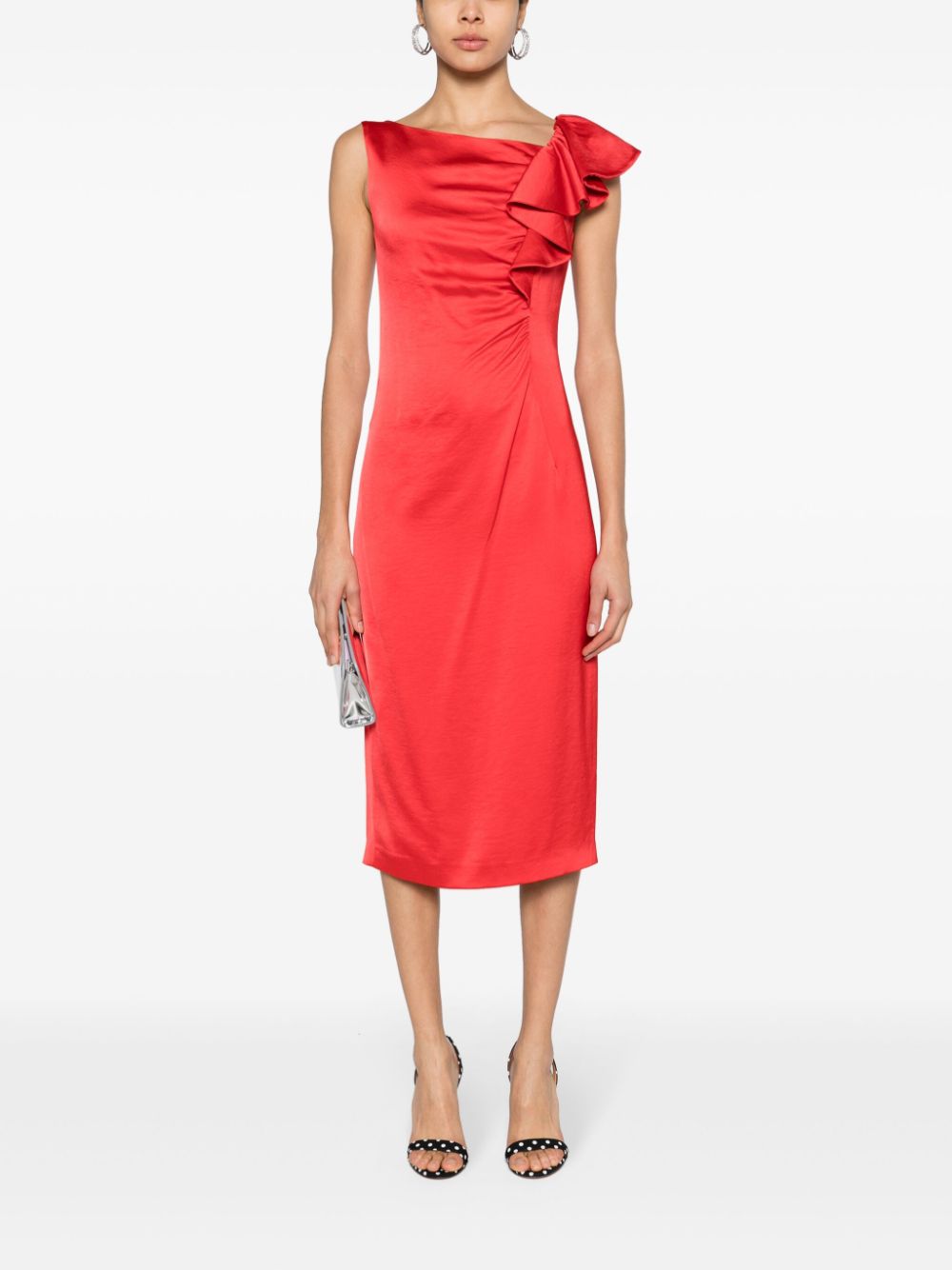 NISSA Midi-jurk met gedrapeerd detail - Rood