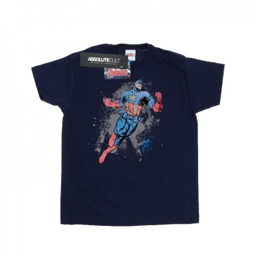 Marvel Girls Avengers Captain America Splash Cotton T-Shirt