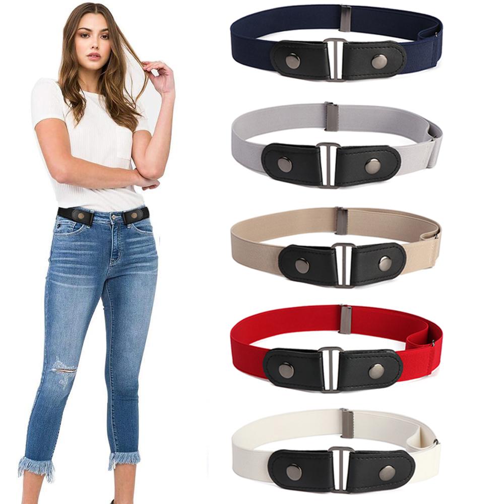 Shichenju Jeans Pants Casual Waist Chain Waist Belt Elastic PU Leather Buckle Free Belt