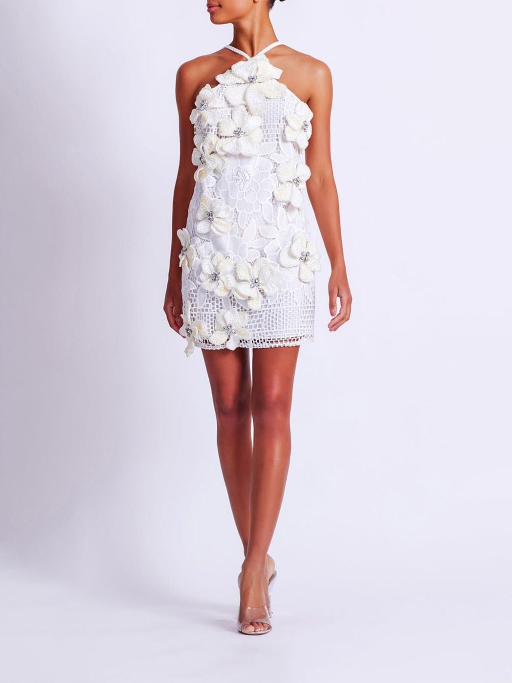 PatBO Kanten mini-jurk met bloemapplicatie - Wit