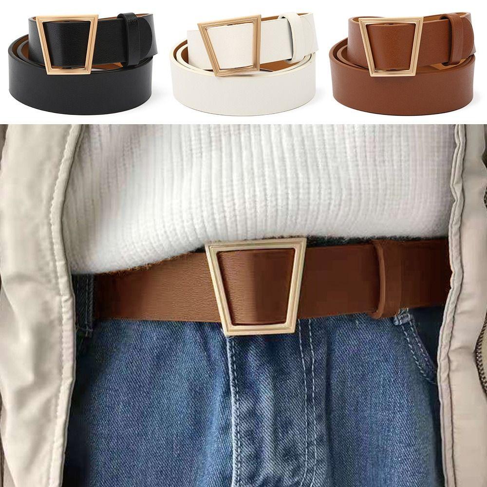 Xianyou Casual Retro Trapezoid Buckle Waistband Trouser Dress Belts Waist Strap Non-Porous Leather Belt