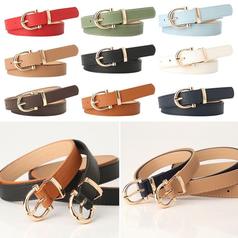 Fengruida Round Buckle Women Belt Simple Style Pants Waistband High Quality Leather Belts  Jeans