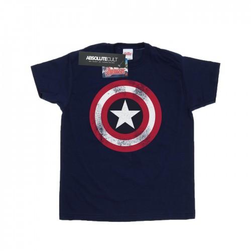 Marvel Girls Avengers Captain America Distressed Shield Cotton T-Shirt