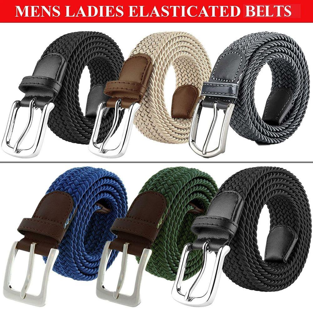 Qinianbi 90cm Elastic For Jeans Simple Style Waistband Four Color Stretch Cross Buckle Braided Belt