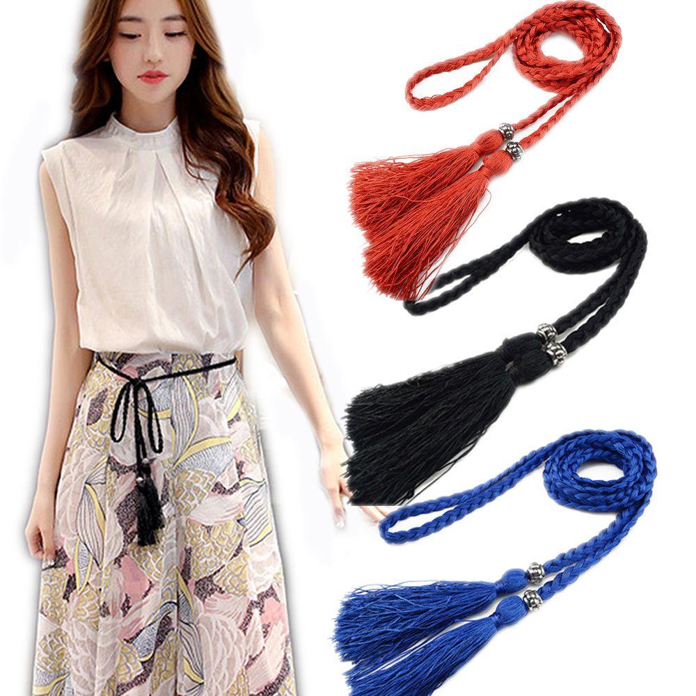 Shangmingxuan 160cm Decorated Woven Rope Bow Tassle Dress Tassles Belts Braided Belts Waist Rope Waist Chain