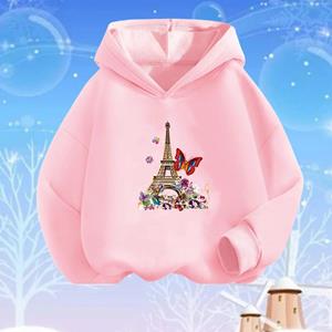 Xuhaijian02 Fashion Girl Parijs Eiffeltoren Print Hoodies Herfst en winter Dunne streetwear truien met lange mouwen