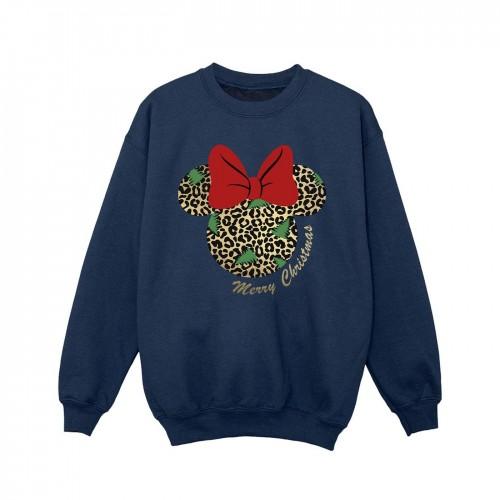 Disney Girls Minnie Mouse Leopard Christmas Sweatshirt