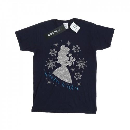 Disney Princess Girls Belle Winter Silhouette Cotton T-Shirt