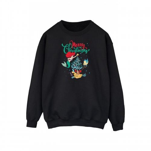 Disney Mens Princess Ariel Merry Christmas Sweatshirt