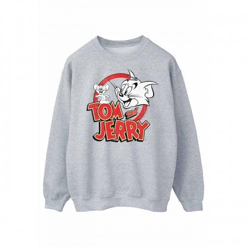 Tom And Jerry Mens Distressed Logo Sweatshirt
