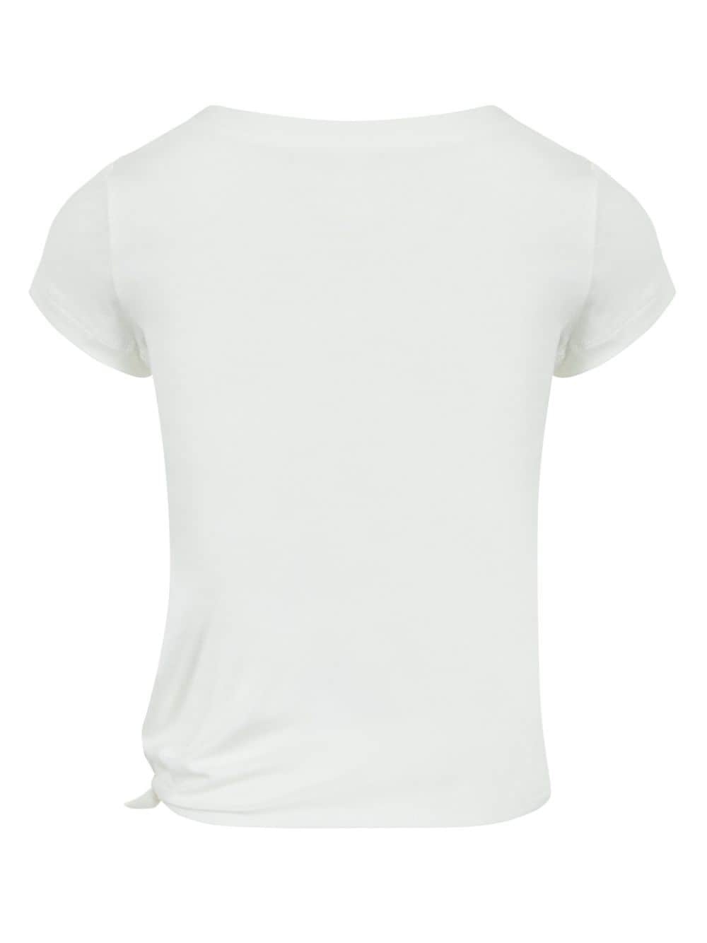 Lapin House popcorn-print bow-detail T-shirt - Wit