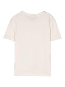 Emporio Armani Kids crystal-logo cotton T-shirt - Beige