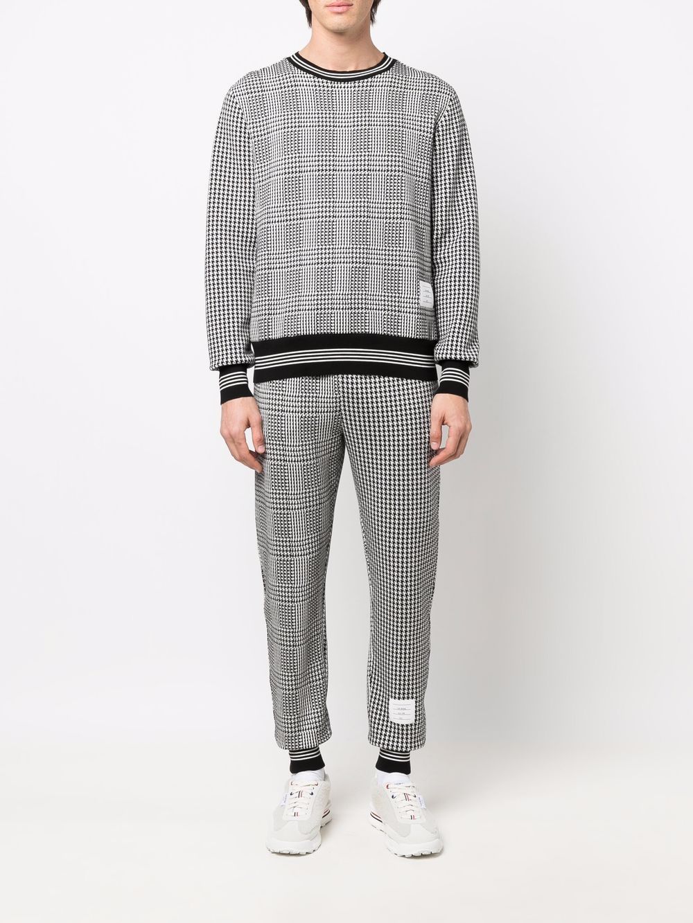 Thom Browne Sweater met pied-de-poule print - Zwart