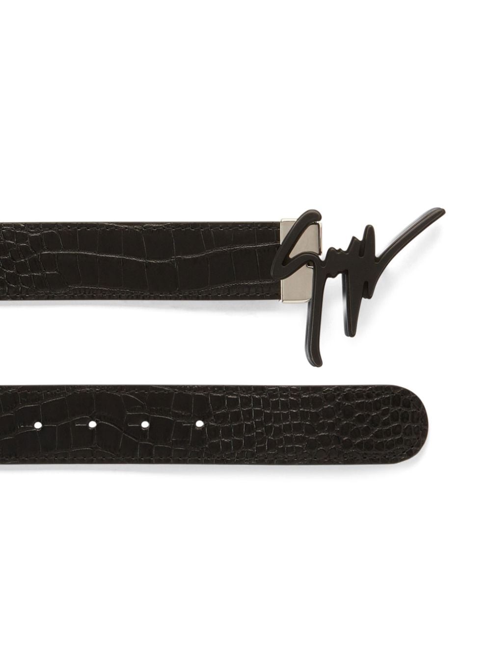 Giuseppe Zanotti Giuseppe crocodile-effect leather belt - Zwart