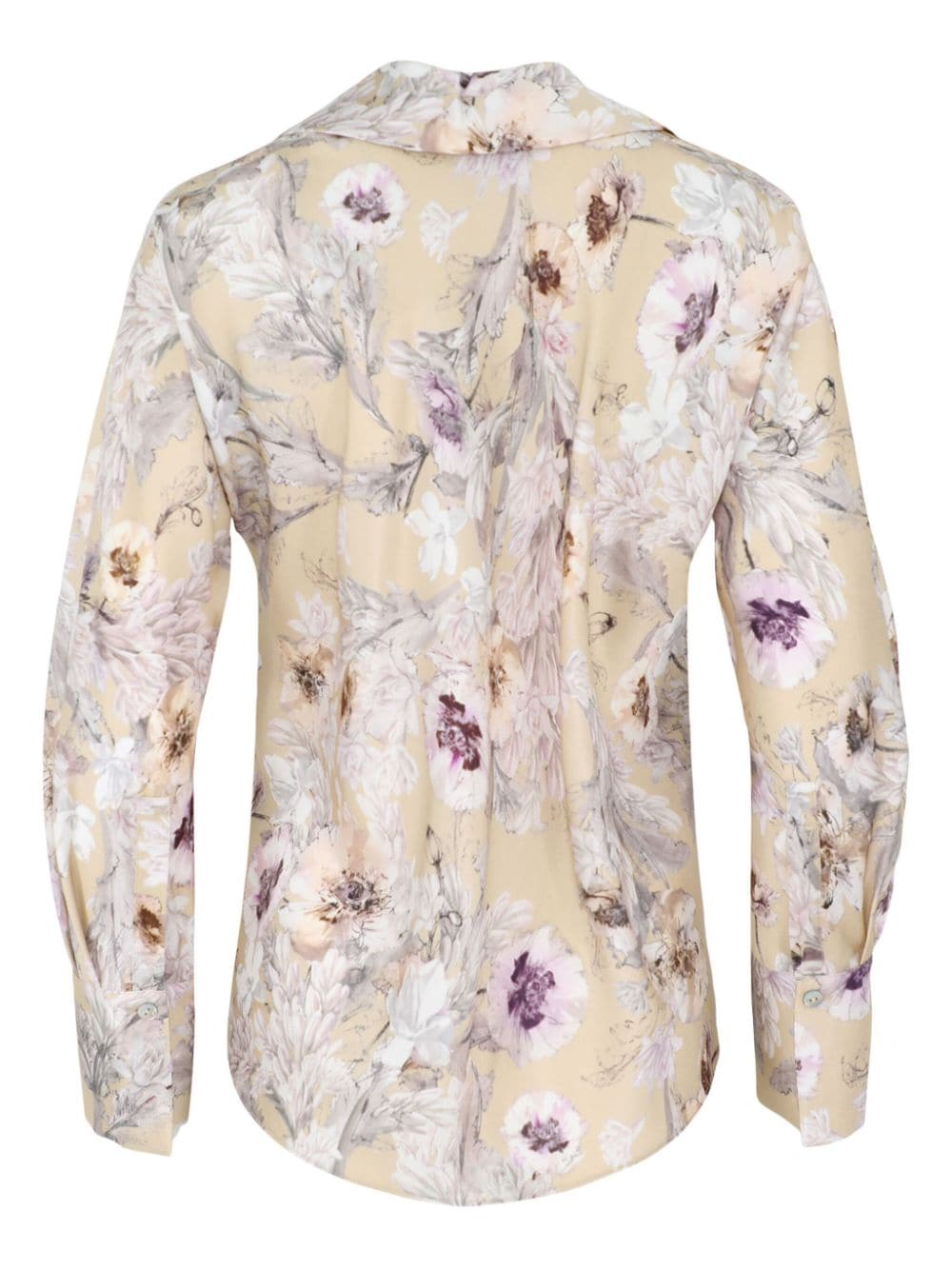 Vince Zijden overhemd met bloemenprint - Beige