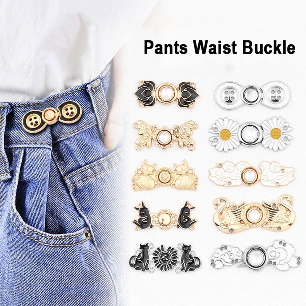 Haofen Jeans Ornaments Waist Closing Button Metal Pins Waist Clip Fashion Tighten Waist Button  Women