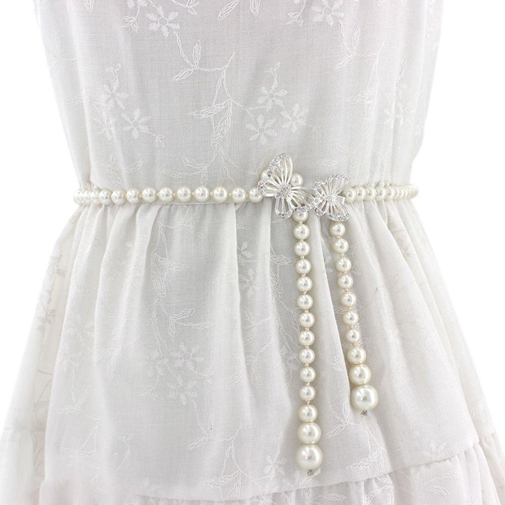 SHsihai Casual Decorative Jewelry Thin Chain Waistband Trouser Dress Belts Waist Strap Elegant Pearl Belt