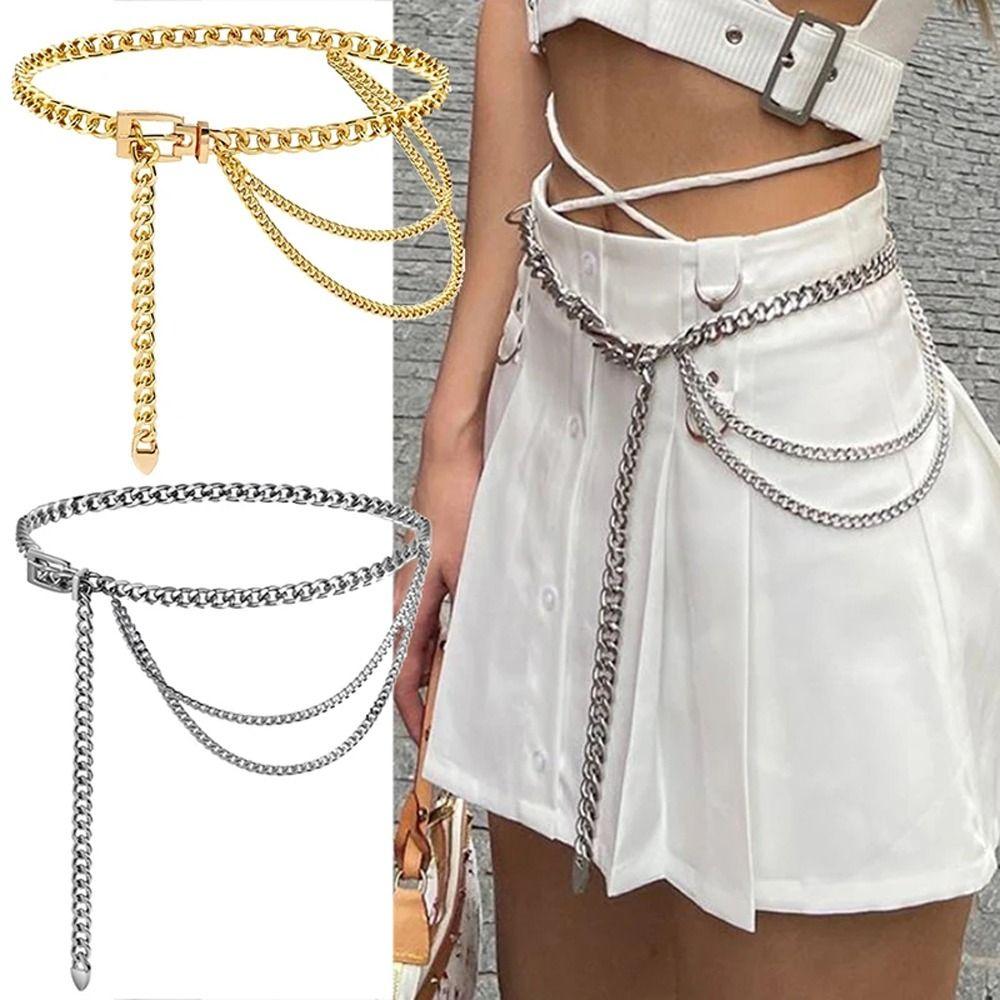 Dehengfkokr Chain Tassel Waist Chain Belt Multi-layer  Fashion   Daily