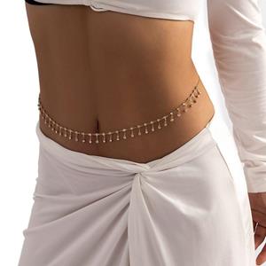 Minat Thin Zircon Y2K Waist Chain Korean Waistbands Women Waist Chain Body Jewelry Crystal Belly Belt