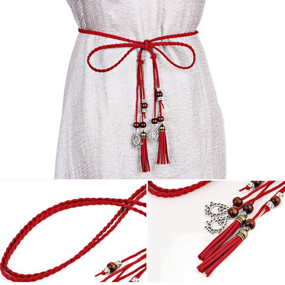 Minat Rope Dress Accessories Chinese Style Waistband Waist Rope Braided Belt Tassles Belts Waist Chain