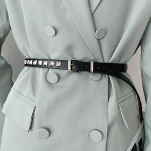 Minat Men Metal Buckle Thin Dresses Decoration Rivet Waist Belts Women Waistband Waist Strap PU Leather