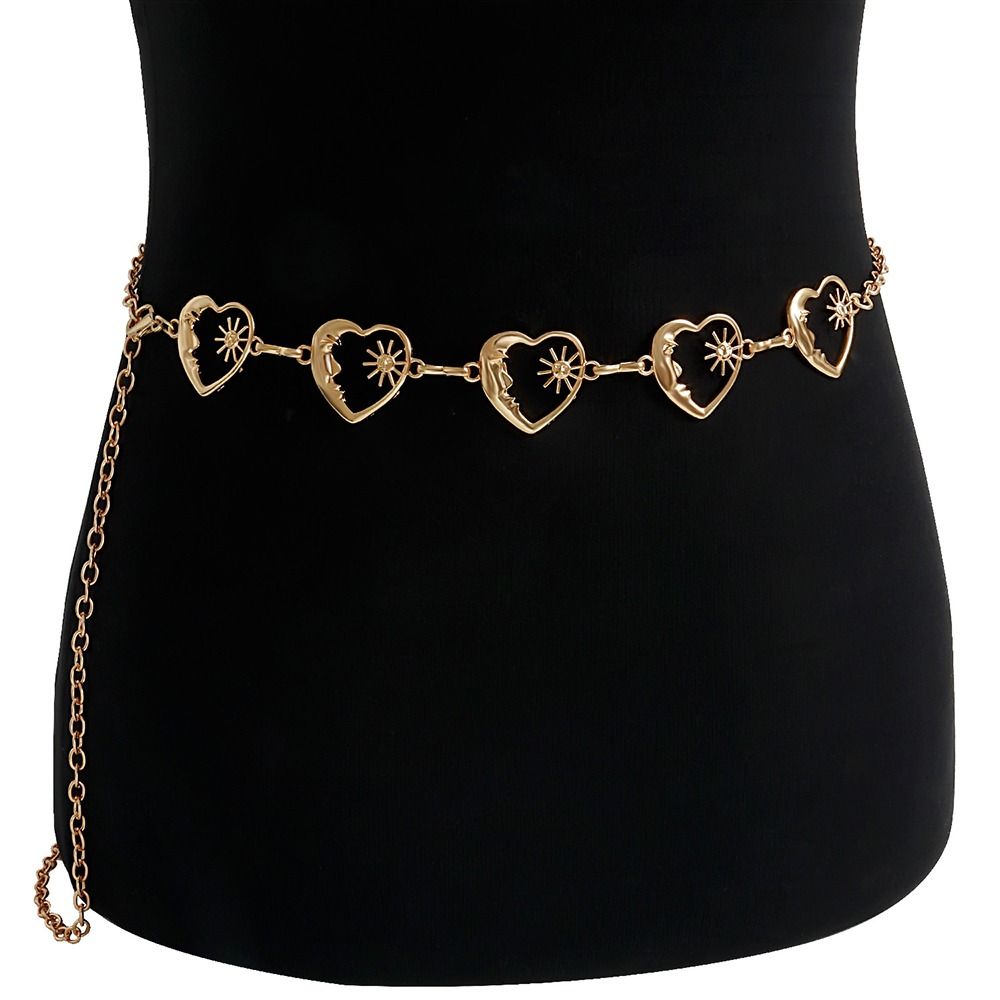 Minat Dress Decorative Metal For Women Love Heart Waist Chain Fashion Jewelry Belly Belt Body Necklace