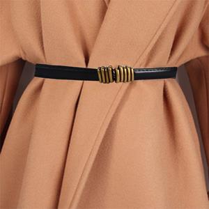 Minat Leisure All-match Female Zinc Zinc Alloy Circle Waist Strap Thin waistband PU leather belt Skirt decorations