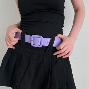 Minat Y2k Wide Belt Candy Color Trouser Decoration Elegant PU Leather Belt  Female/Girls