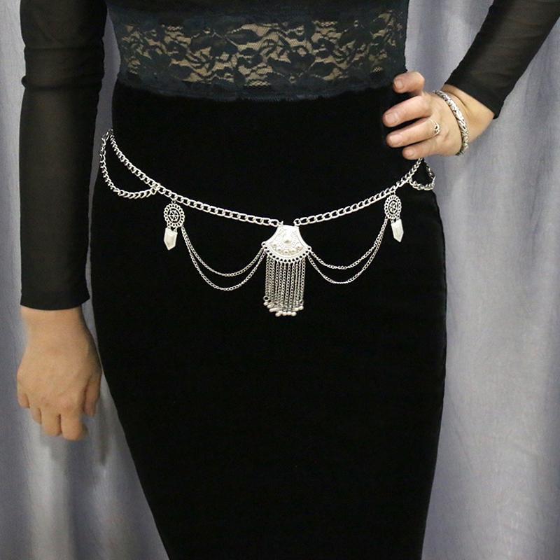 ZLWomens 1PC Elegant Metal Waist Chain Bikini Body Vintage Style Dangle Tassel Belts Jewelry