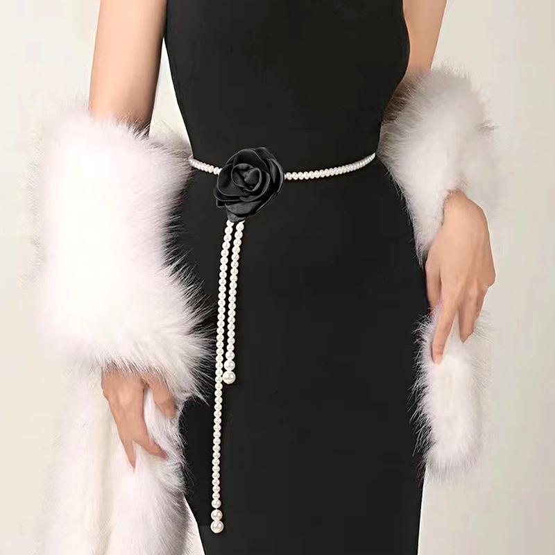 ZLWomens 1PC Girdle Trendy Waist Chain Adjustable Pearl Belts Classic Elegant Vintage Girls Women